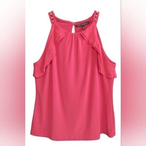 Pink Ruffle Top Size Med  Sleeve Romance Keyhole Embellished